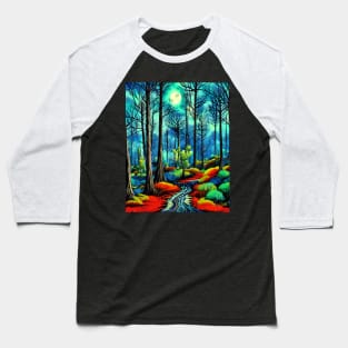 Beautiful Forest Moonlight Baseball T-Shirt